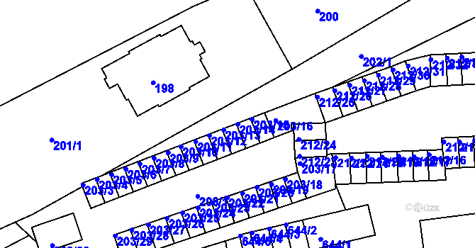 Parcela st. 203/14 v KÚ Tuhnice, Katastrální mapa