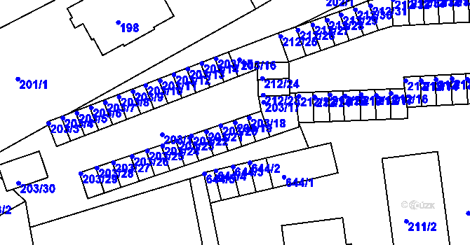 Parcela st. 203/19 v KÚ Tuhnice, Katastrální mapa