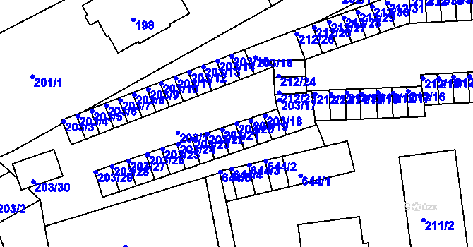 Parcela st. 203/20 v KÚ Tuhnice, Katastrální mapa