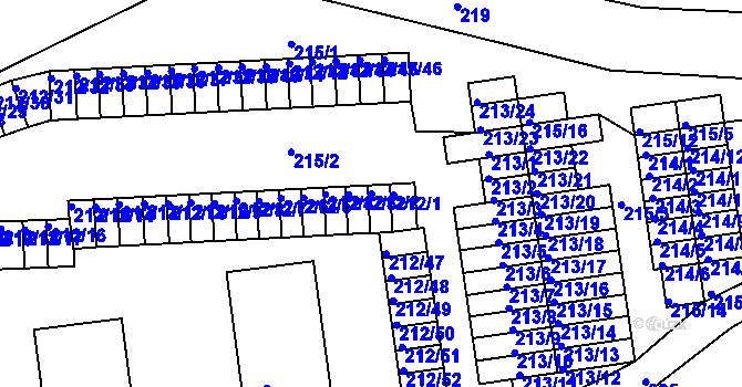Parcela st. 212/2 v KÚ Tuhnice, Katastrální mapa