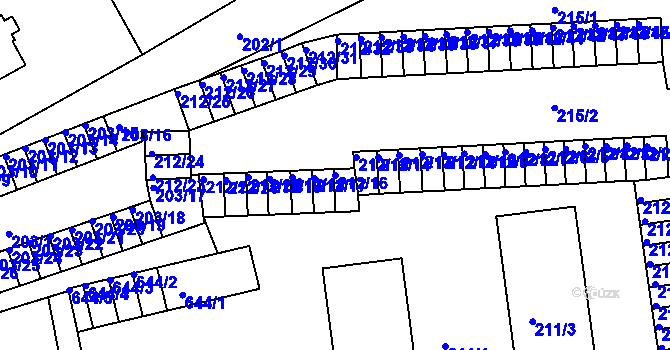Parcela st. 212/16 v KÚ Tuhnice, Katastrální mapa