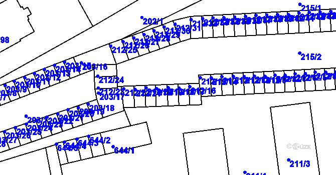 Parcela st. 212/18 v KÚ Tuhnice, Katastrální mapa