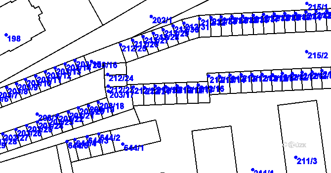 Parcela st. 212/19 v KÚ Tuhnice, Katastrální mapa