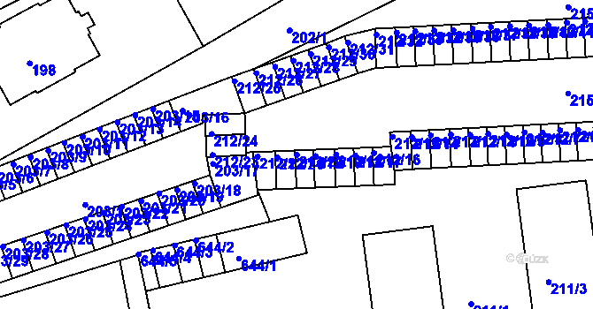 Parcela st. 212/20 v KÚ Tuhnice, Katastrální mapa