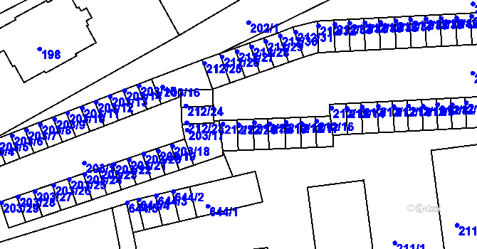 Parcela st. 212/21 v KÚ Tuhnice, Katastrální mapa