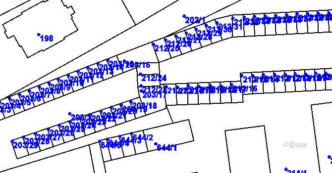 Parcela st. 212/22 v KÚ Tuhnice, Katastrální mapa