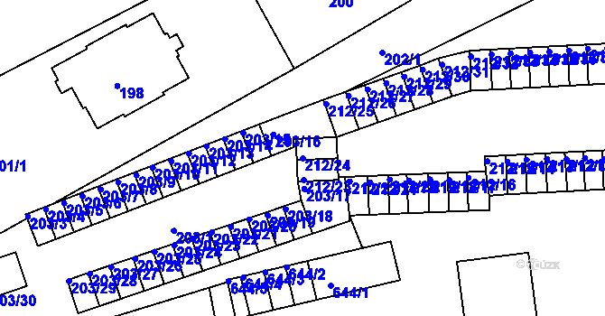 Parcela st. 212/24 v KÚ Tuhnice, Katastrální mapa