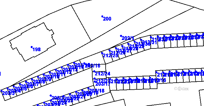 Parcela st. 212/25 v KÚ Tuhnice, Katastrální mapa