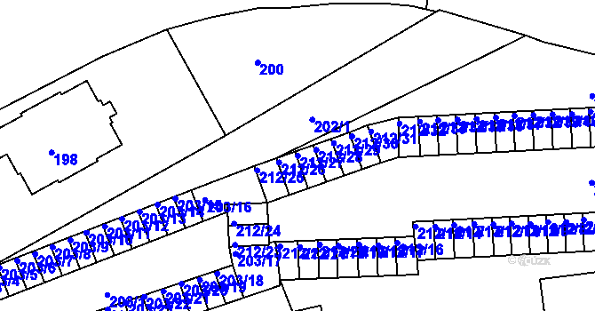 Parcela st. 212/27 v KÚ Tuhnice, Katastrální mapa