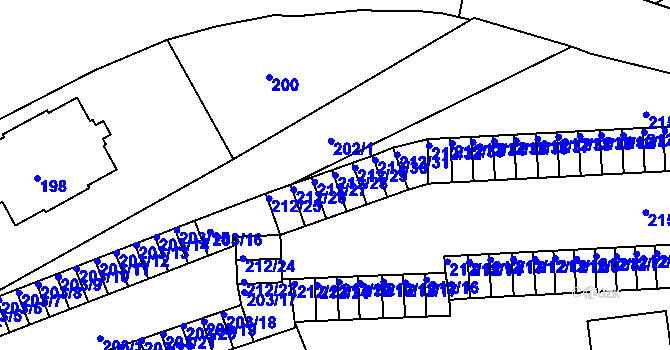 Parcela st. 212/28 v KÚ Tuhnice, Katastrální mapa