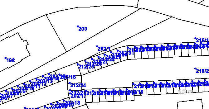 Parcela st. 212/29 v KÚ Tuhnice, Katastrální mapa