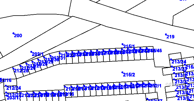 Parcela st. 212/38 v KÚ Tuhnice, Katastrální mapa