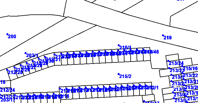Parcela st. 212/39 v KÚ Tuhnice, Katastrální mapa