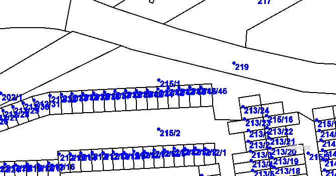 Parcela st. 212/43 v KÚ Tuhnice, Katastrální mapa