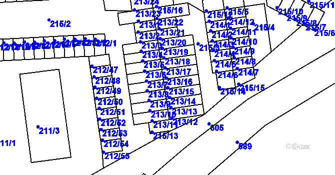 Parcela st. 213/15 v KÚ Tuhnice, Katastrální mapa