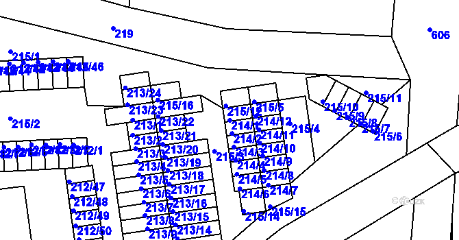 Parcela st. 214/1 v KÚ Tuhnice, Katastrální mapa