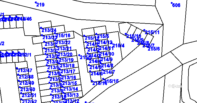 Parcela st. 214/10 v KÚ Tuhnice, Katastrální mapa