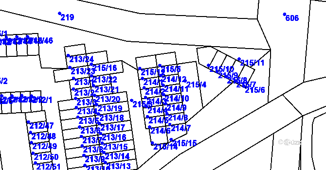 Parcela st. 214/11 v KÚ Tuhnice, Katastrální mapa