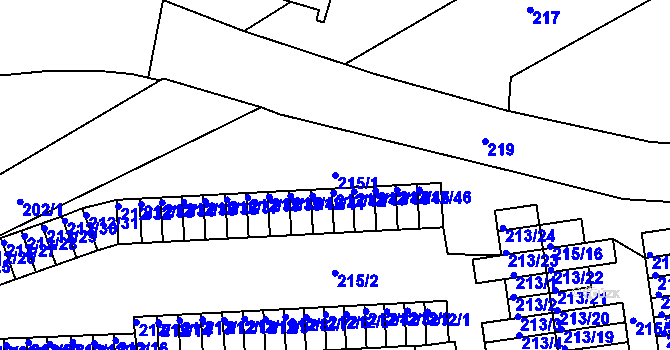 Parcela st. 215/1 v KÚ Tuhnice, Katastrální mapa