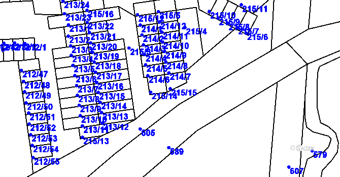 Parcela st. 215/15 v KÚ Tuhnice, Katastrální mapa