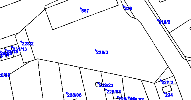 Parcela st. 228/3 v KÚ Tuhnice, Katastrální mapa