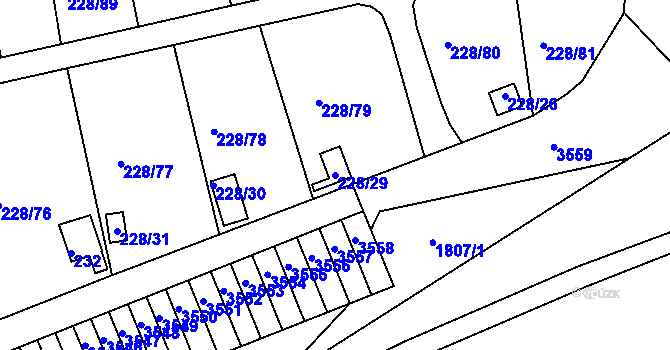 Parcela st. 228/29 v KÚ Tuhnice, Katastrální mapa