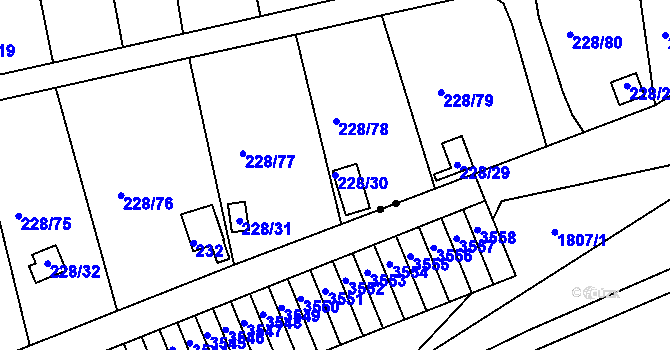 Parcela st. 228/30 v KÚ Tuhnice, Katastrální mapa