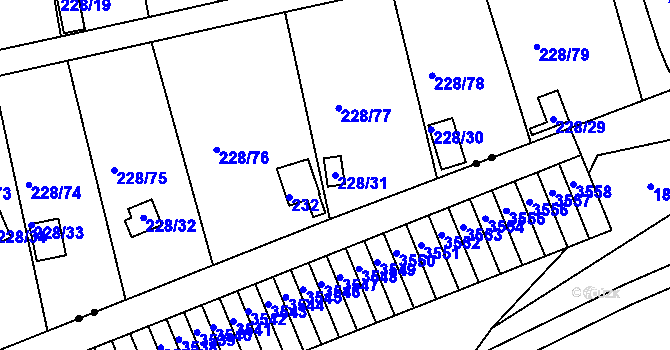 Parcela st. 228/31 v KÚ Tuhnice, Katastrální mapa