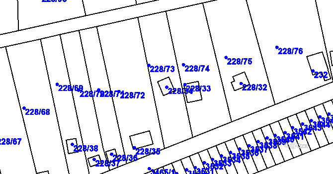 Parcela st. 228/34 v KÚ Tuhnice, Katastrální mapa