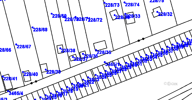 Parcela st. 228/35 v KÚ Tuhnice, Katastrální mapa