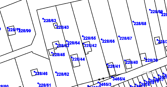 Parcela st. 228/42 v KÚ Tuhnice, Katastrální mapa
