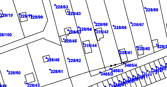 Parcela st. 228/44 v KÚ Tuhnice, Katastrální mapa