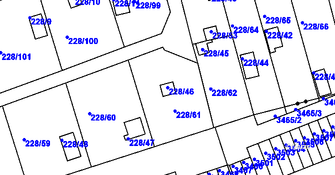 Parcela st. 228/46 v KÚ Tuhnice, Katastrální mapa