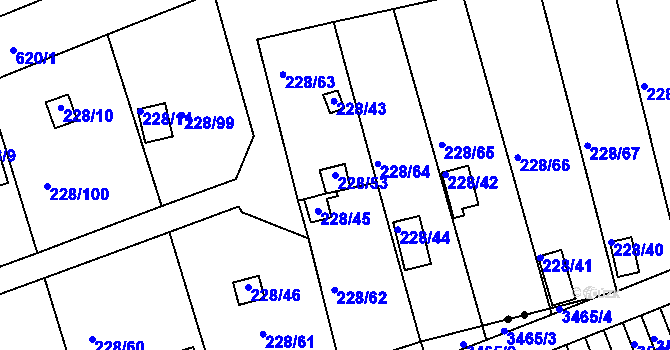 Parcela st. 228/53 v KÚ Tuhnice, Katastrální mapa