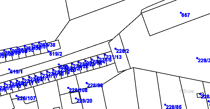 Parcela st. 231/13 v KÚ Tuhnice, Katastrální mapa