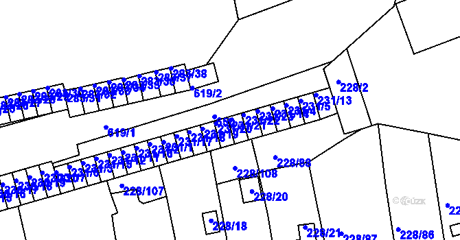Parcela st. 231/21 v KÚ Tuhnice, Katastrální mapa