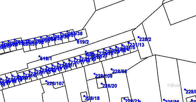 Parcela st. 231/22 v KÚ Tuhnice, Katastrální mapa