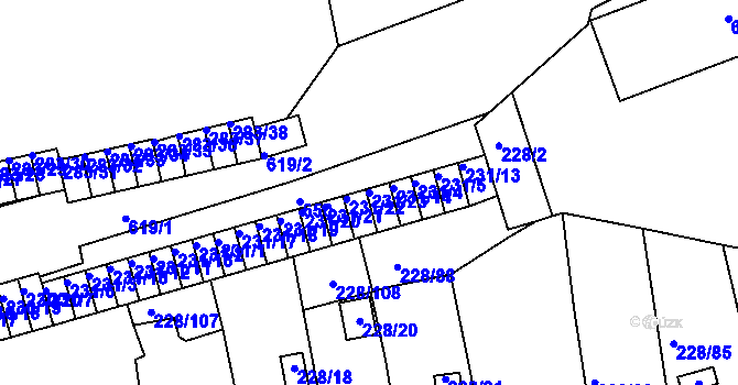Parcela st. 231/23 v KÚ Tuhnice, Katastrální mapa