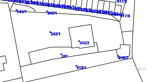 Parcela st. 242/2 v KÚ Tuhnice, Katastrální mapa