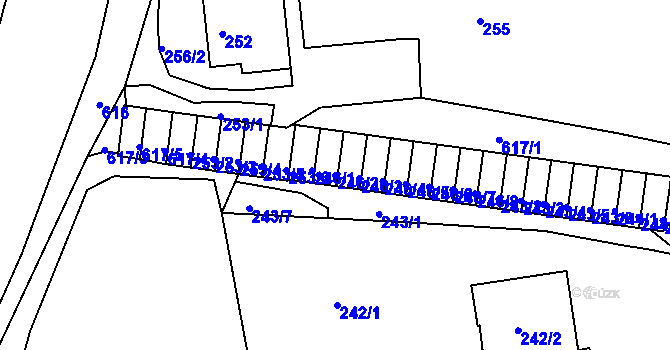 Parcela st. 246/2 v KÚ Tuhnice, Katastrální mapa