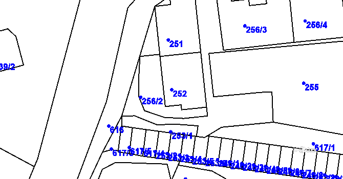 Parcela st. 252 v KÚ Tuhnice, Katastrální mapa