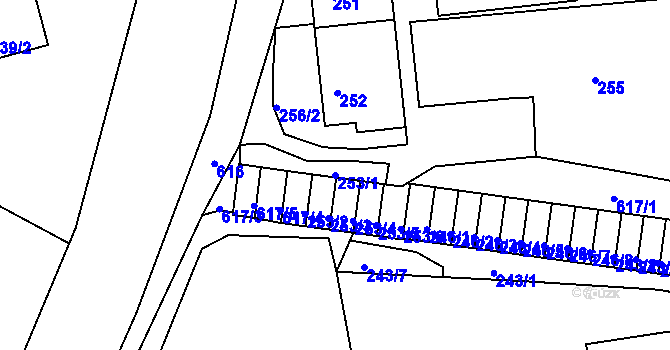 Parcela st. 253/1 v KÚ Tuhnice, Katastrální mapa