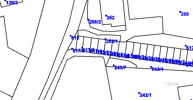Parcela st. 253/2 v KÚ Tuhnice, Katastrální mapa
