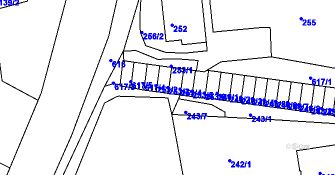 Parcela st. 253/3 v KÚ Tuhnice, Katastrální mapa