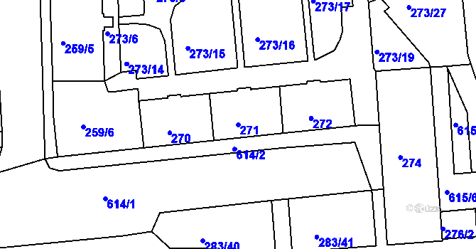 Parcela st. 271 v KÚ Tuhnice, Katastrální mapa
