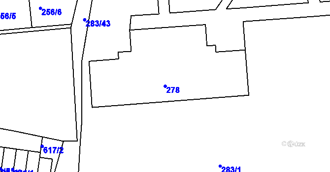 Parcela st. 278 v KÚ Tuhnice, Katastrální mapa