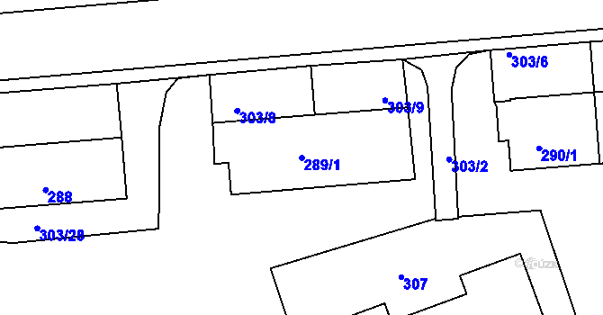 Parcela st. 289/1 v KÚ Tuhnice, Katastrální mapa