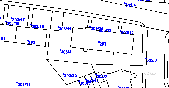Parcela st. 293 v KÚ Tuhnice, Katastrální mapa