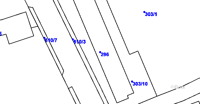Parcela st. 296 v KÚ Tuhnice, Katastrální mapa