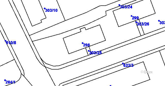 Parcela st. 298 v KÚ Tuhnice, Katastrální mapa
